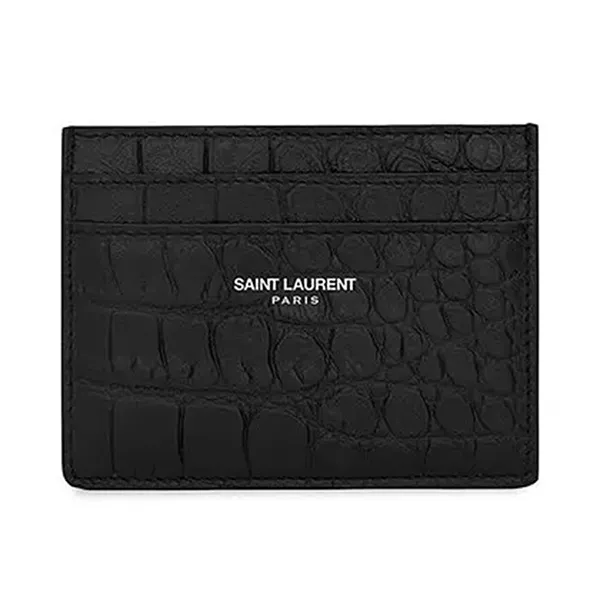 Ví Đựng Thẻ Yves Saint Laurent YSL Credit Card Case In Crocodile Embossed Leather Màu Đen - Túi xách - Vua Hàng Hiệu