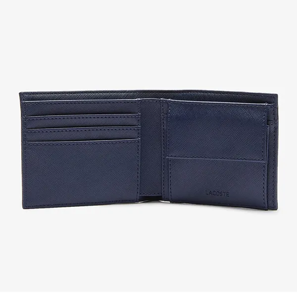 Ví Nam Lacoste Men's Classic Petit Piqué Three Card Wallet NH2309HC 021 Màu Xanh Navy