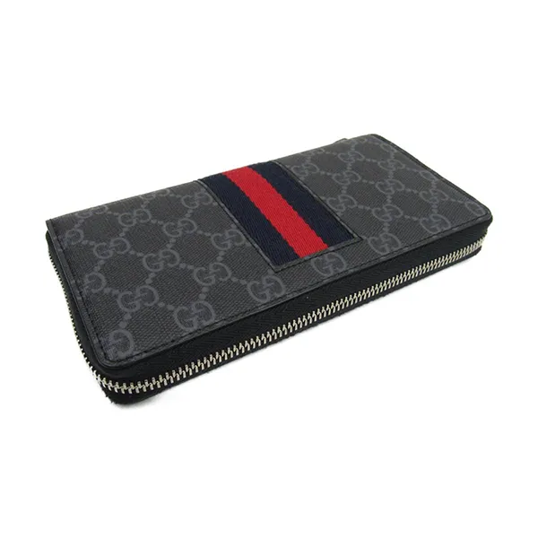 Ví Nam Gucci GG Supreme Round Wallet Purse Màu Đen