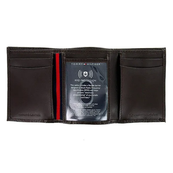 Ví Nam Tommy Hilfiger Men's Brown Genuine Leather Tri-Fold Wallet 31HP110019 Màu Nâu - Túi xách - Vua Hàng Hiệu