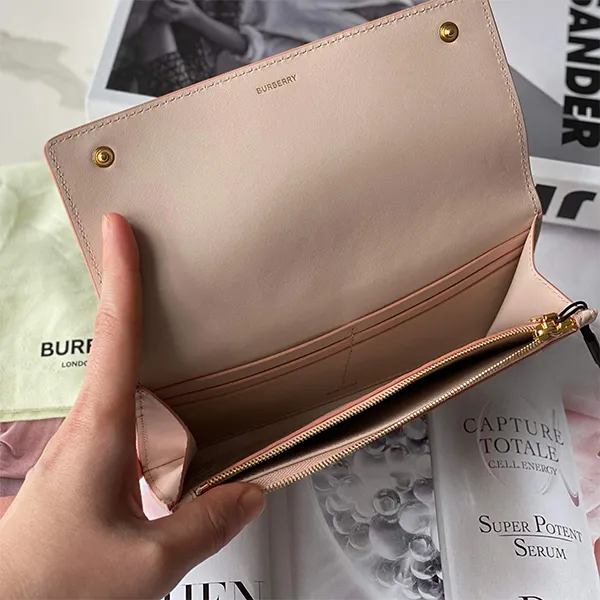 Ví Nữ Burberry Leather Long Wallet Pink 8011614 Màu Hồng Nhạt