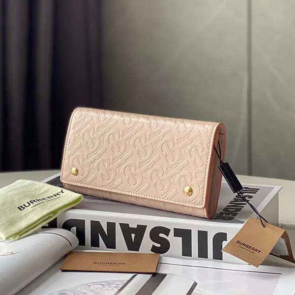 Ví Nữ Burberry Leather Long Wallet Pink 8011614 Màu Hồng Nhạt