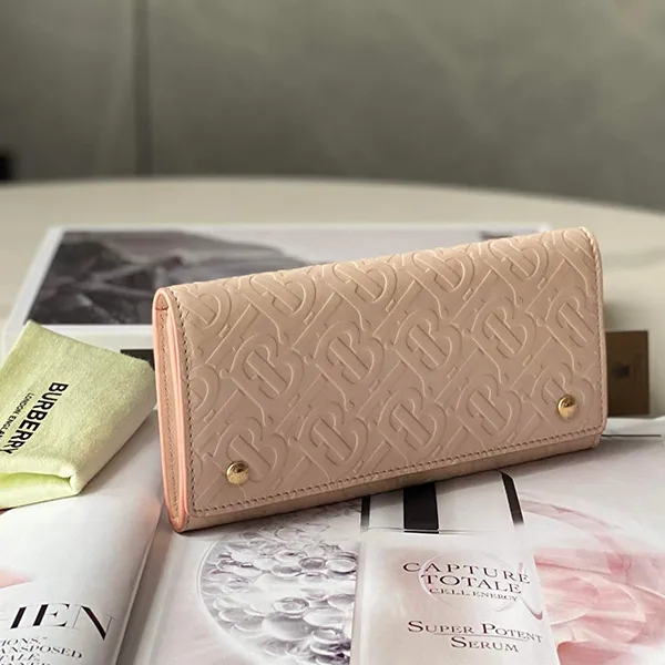 Ví Nữ Burberry Leather Long Wallet Pink 8011614 Màu Hồng Nhạt
