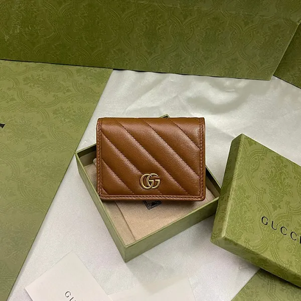 Ví Nữ Gucci Wallets GG Marmont 466492 0OLFT 2535 Card Holder Màu Nâu