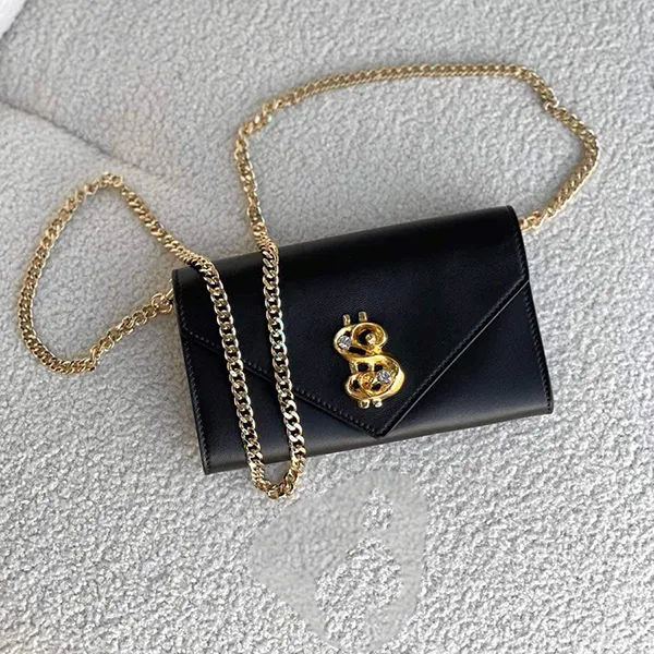 Ví Nữ Moschino Leather Wallet In Black Màu Đen