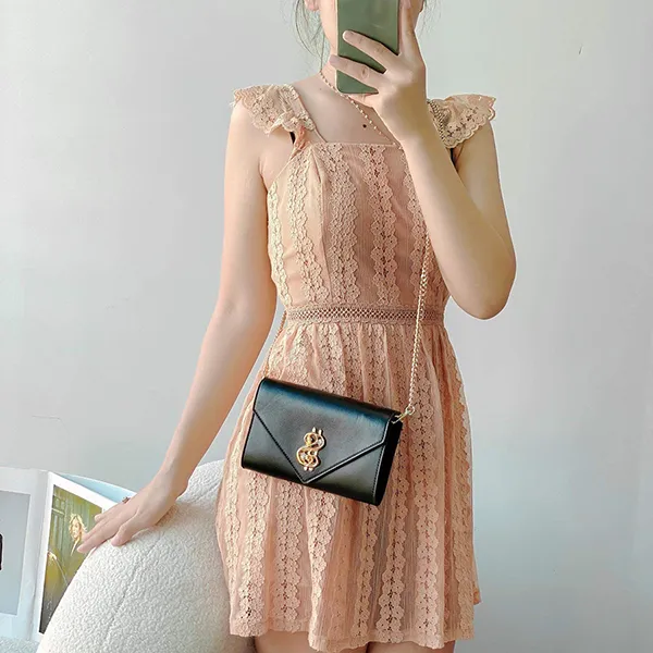 Ví Nữ Moschino Leather Wallet In Black Màu Đen