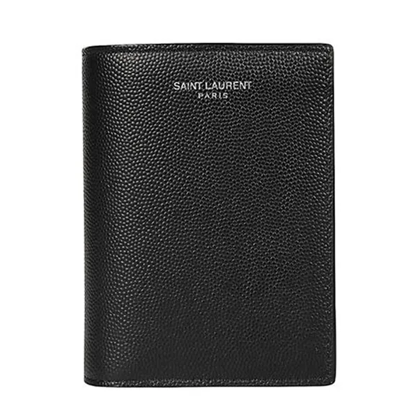 Ví Yves Saint Laurent YSL Plain Leather Folding Wallet Logo Màu Đen - 2