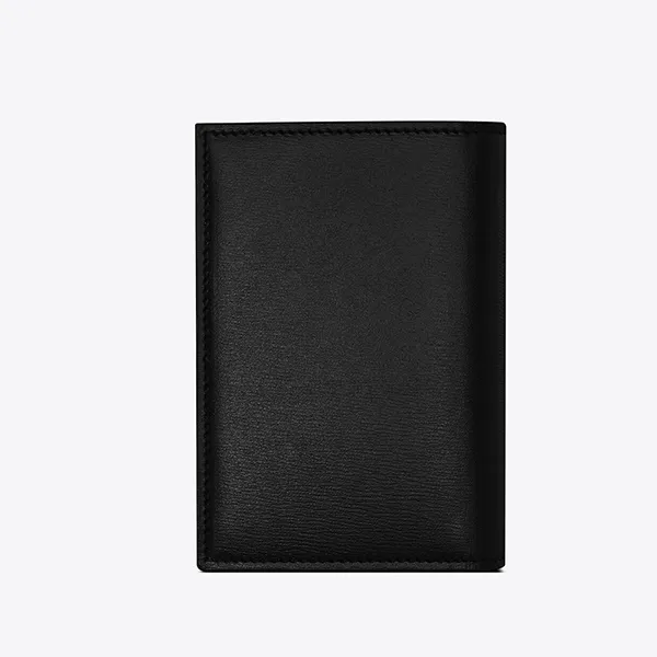 Ví Yves Saint Laurent YSL Tiny Cassandre Credit Card Wallet In Matte Leather Logo Gold Màu Đen - Túi xách - Vua Hàng Hiệu
