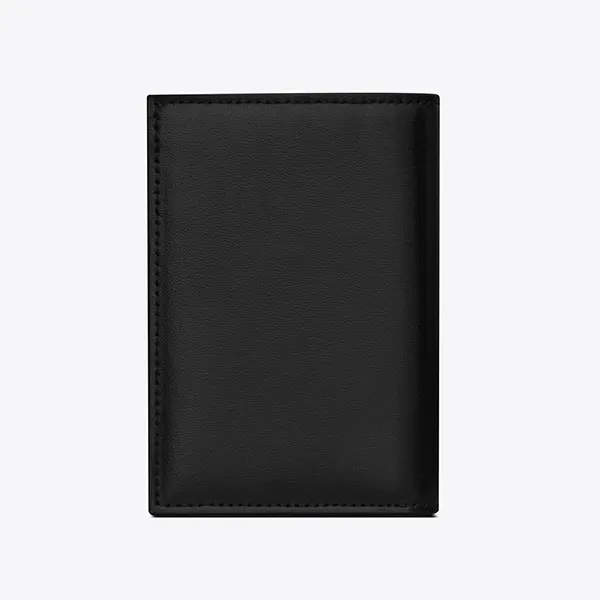 Ví Yves Saint Laurent YSL Tiny Cassandre Credit Card Wallet In Matte Leather Logo Silver Màu Đen - Túi xách - Vua Hàng Hiệu