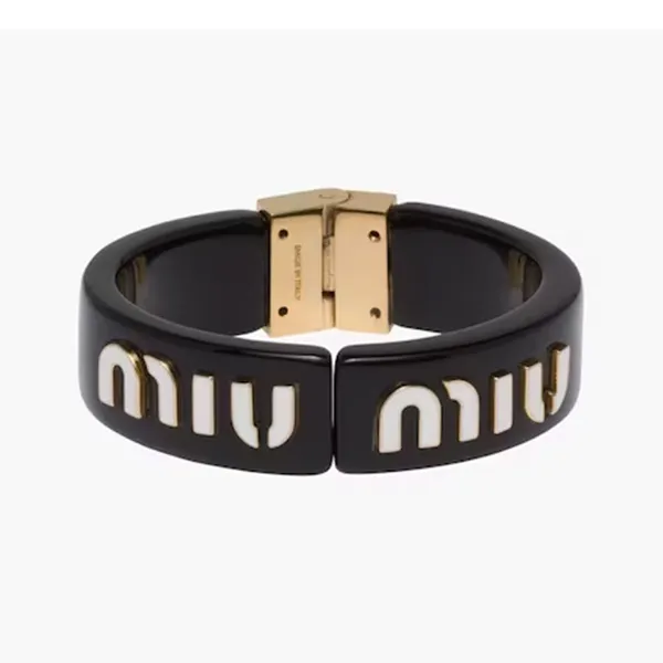 Vòng Đeo Tay Miu Miu Plex 23SS Màu Đen Size S