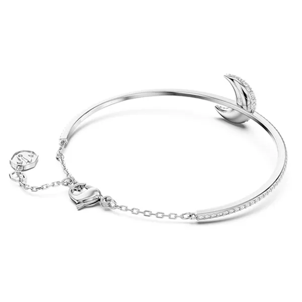 Vòng Đeo Tay Nữ Swarovski Luna Banglemoon, White, Rhodium Plated 5666175 Màu Bạc Thanh Lịch