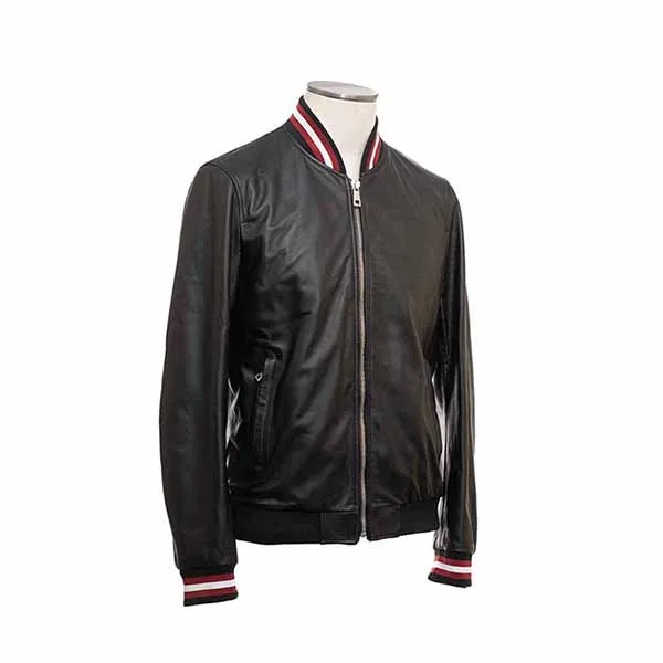 Áo Bomber Nam Bally Lambskin Leather Jacket Màu Đen - Thời trang - Vua Hàng Hiệu