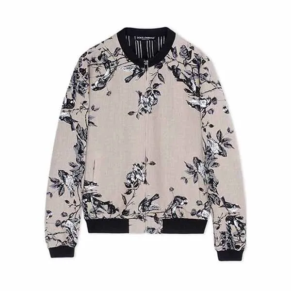 Áo Bomber Nam Dolce & Gabbana D&G Bird Print Jacket Màu Be