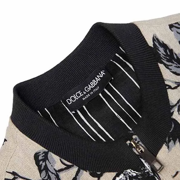 Áo Bomber Nam Dolce & Gabbana D&G Bird Print Jacket Màu Be
