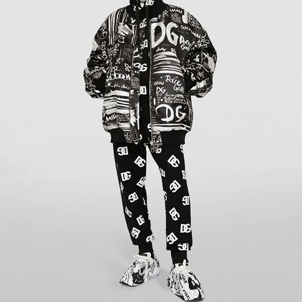 Áo Bomber Nam Dolce & Gabbana D&G Graffiti Print Jacket Màu Đen Họa Tiết
