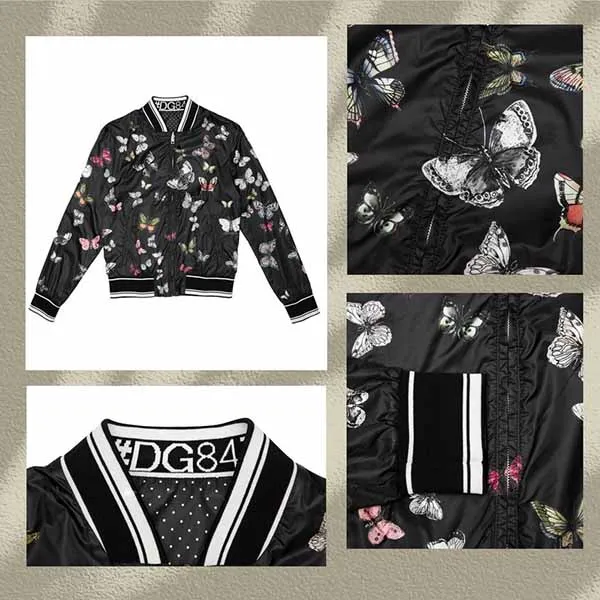 Áo Bomber Nam Dolce & Gabbana D&G Playful Angels And Flower Print Black Jacket Màu Đen Hoạ Tiết - Thời trang - Vua Hàng Hiệu
