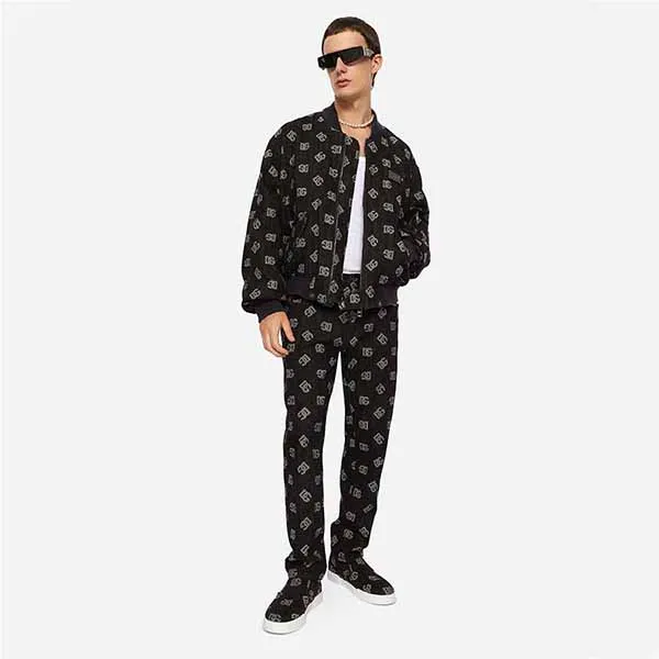 Áo Bomber Nam Dolce & Gabbana D&G Stretch Jacquard Jacket Màu Đen Hoạ Tiết