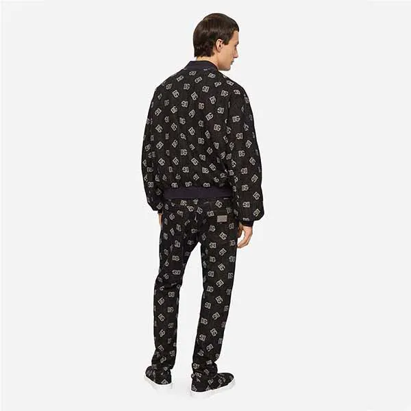 Áo Bomber Nam Dolce & Gabbana D&G Stretch Jacquard Jacket Màu Đen Hoạ Tiết