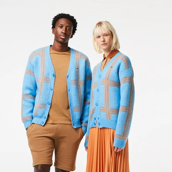 Áo Cardigan Lacoste Tartan Pattern Wool Màu Xanh Blue - Thời trang - Vua Hàng Hiệu