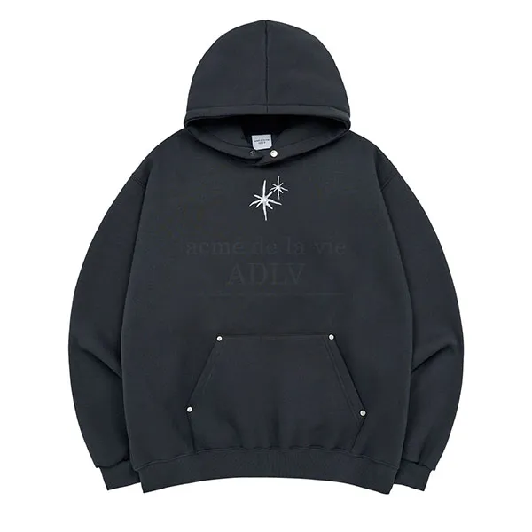 Áo Hoodie Acmé De La Vie ADLV Creature Metal Logo Hoodie Charcoal Màu Xám