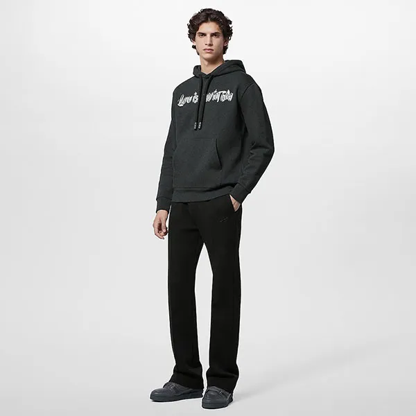 Áo Hoodie Louis Vuitton LV 1AF382 Printed Cotton Màu Xám Đậm