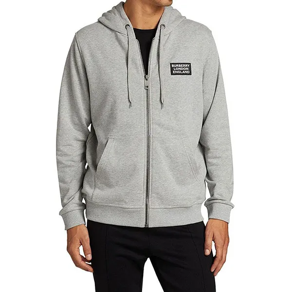 Áo Hoodie Nam Burberry Hove Check Zip In Gray For Men Màu Xám - Thời trang - Vua Hàng Hiệu