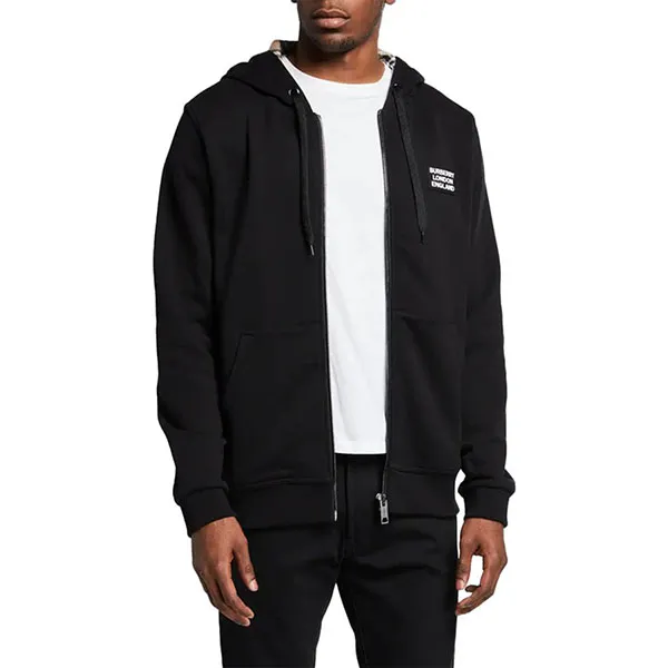 Áo Hoodie Nam Burberry Men's Sweat Zip-Front W Check Mesh Detail Màu Đen