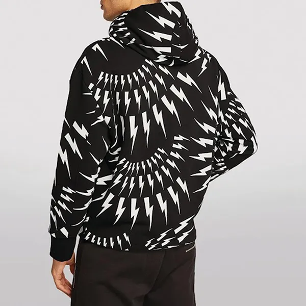 Áo Hoodie Nam Neil Barrett All-Over Crazy Bolts Popover BJS011S Màu Đen Trắng Size XS