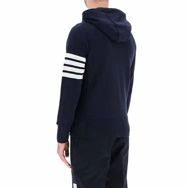 Áo Hoodie Nam Thom Browne Classic Loopback 4 Bar Full Zip Màu Xanh Navy