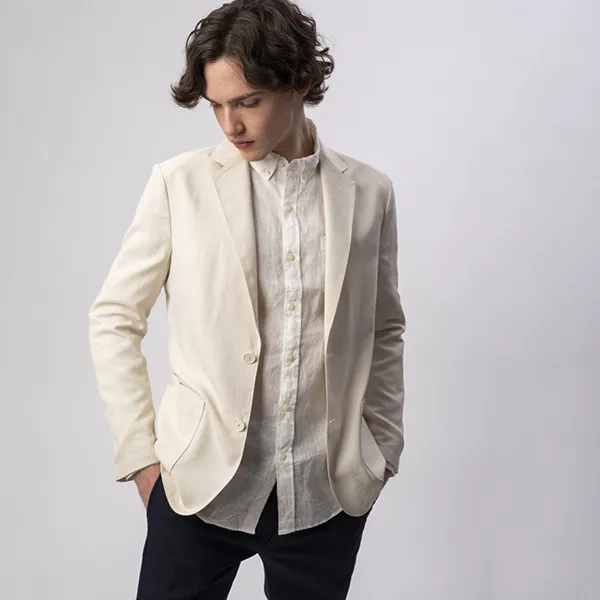 Áo Khoác Blazer Lacoste Men's Jacket VH733EL 056 Màu Trắng Kem Size 50