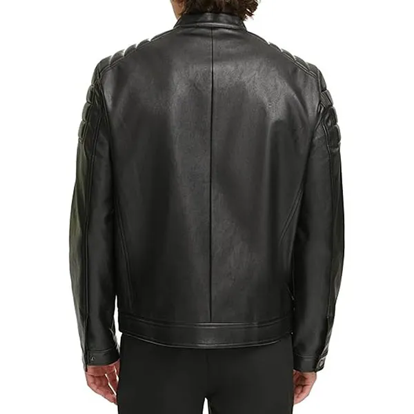 Áo Khoác Nam DKNY Men's Mixed Media Faux Leather Puffer Motocros Racer Jacket DX0MU014 BLK Màu Đen Size M - Thời trang - Vua Hàng Hiệu