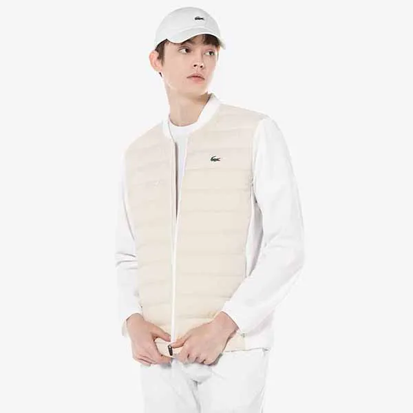 Áo Khoác Nam Lacoste Men’s Golf Swing Lightweight Down Jacket BH251 - 02S Màu Be Trắng Size 48