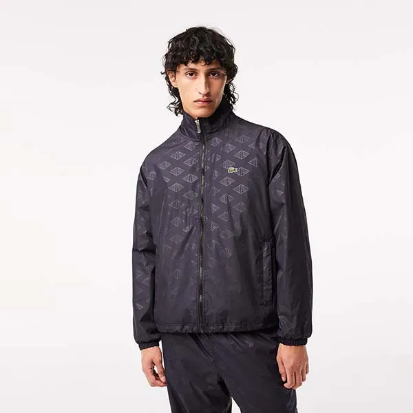 Áo Khoác Nam Lacoste Monogram Print Track Jacket BH5385 - 031 Màu Đen Size 50