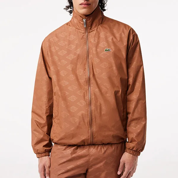 Áo Khoác Nam Lacoste Monogram Print Track Jacket BH5385 - LFA Màu Nâu Size 46 - Thời trang - Vua Hàng Hiệu