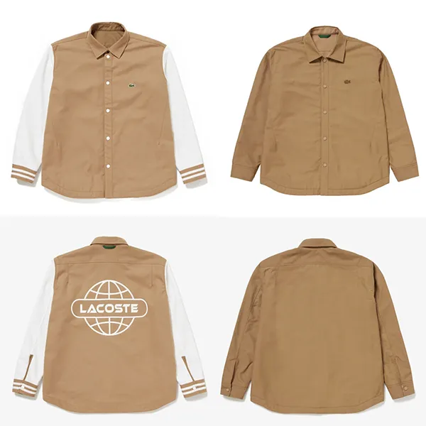 Áo Khoác Nam Lacoste Reversible Shirt Jacket CH7189-99 Hai Mặt Màu Nâu