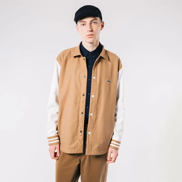 Áo Khoác Nam Lacoste Reversible Shirt Jacket CH7189-99 Hai Mặt Màu Nâu