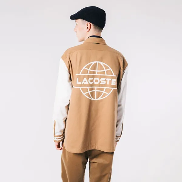 Áo Khoác Nam Lacoste Reversible Shirt Jacket CH7189-99 Hai Mặt Màu Nâu