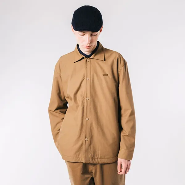 Áo Khoác Nam Lacoste Reversible Shirt Jacket CH7189-99 Hai Mặt Màu Nâu