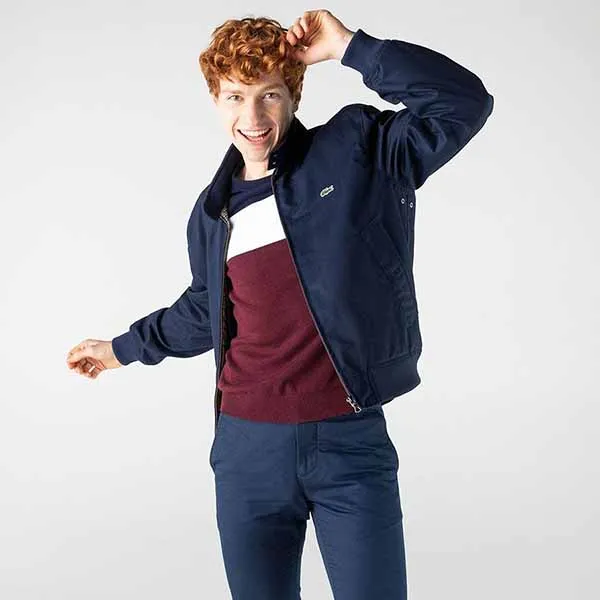 Áo Khoác Nam Lacoste Water Resistant Cotton Zip Jacket BH1045 00 166 Màu Xanh Navy Size 50