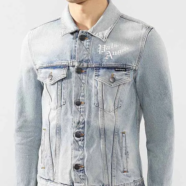 Áo Khoác Nam Palm Angels Jean Jacket PMYE013S203430188588 Màu Xanh Nhạt - Thời trang - Vua Hàng Hiệu
