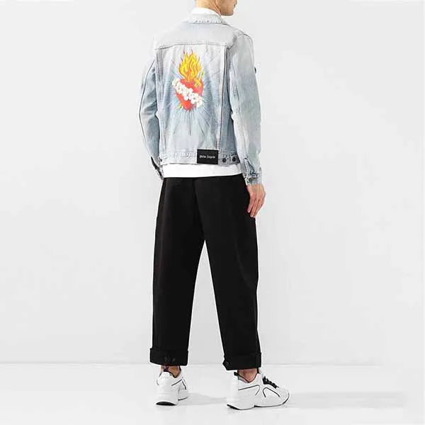 Áo Khoác Nam Palm Angels Jean Jacket PMYE013S203430188588 Màu Xanh Nhạt - Thời trang - Vua Hàng Hiệu