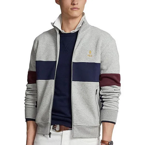 Áo Khoác Nam Ralph Lauren Double-Knit Track Jacket 1502006 Grey Màu Xám Size M - Thời trang - Vua Hàng Hiệu