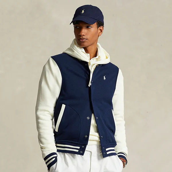 Áo Khoác Nam Ralph Lauren Fleece Baseball Jacket 7913001 Màu Xanh Navy Size M - Thời trang - Vua Hàng Hiệu