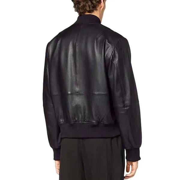 Áo Khoác Nam Versace Jeans Couture Leather Logo Embroidered 73GAVP07 Màu Đen Size 46