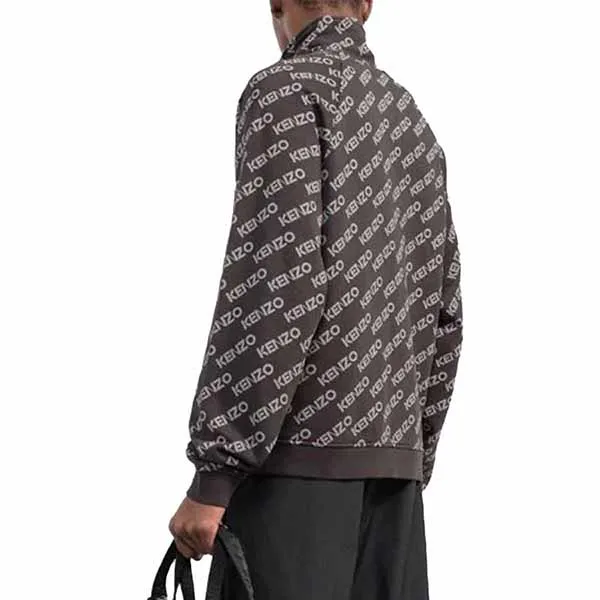 Áo Khoác Nỉ Nam Kenzo All Over Logo Zip Up Sweatshirt FC65BL7914MF Màu Đen Hoạ Tiết