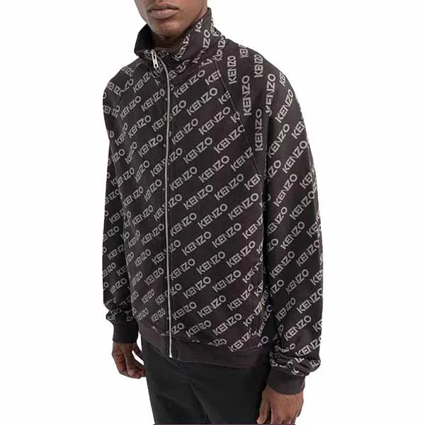 Áo Khoác Nỉ Nam Kenzo All Over Logo Zip Up Sweatshirt FC65BL7914MF Màu Đen Hoạ Tiết