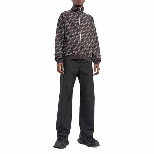 Áo Khoác Nỉ Nam Kenzo All Over Logo Zip Up Sweatshirt FC65BL7914MF Màu Đen Hoạ Tiết