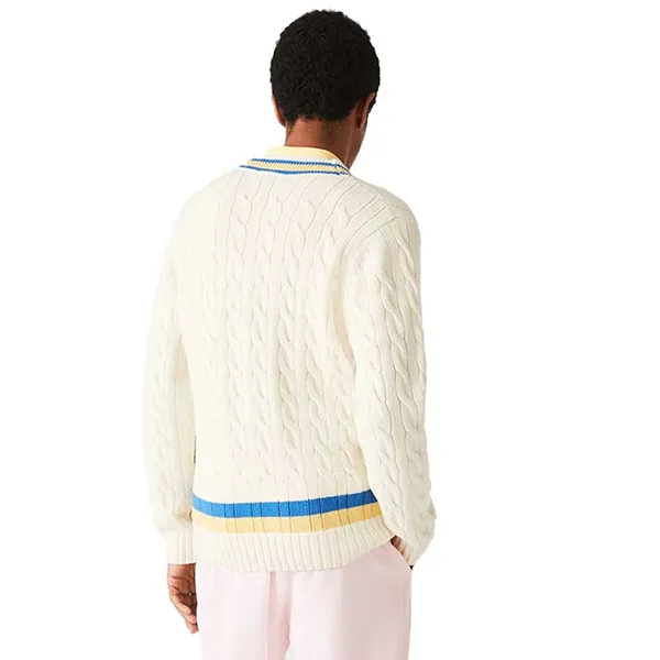 Áo Len Lacoste Classic Fit V Neck Sweater Màu Kem - Thời trang - Vua Hàng Hiệu