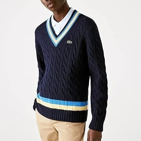 Áo Len Lacoste Classic Fit V Neck Sweater Màu Xanh
