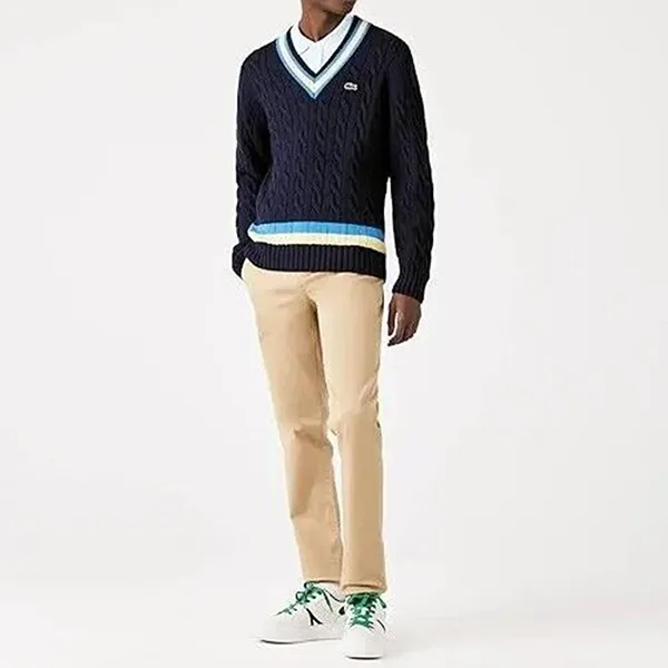 Áo Len Lacoste Classic Fit V Neck Sweater Màu Xanh
